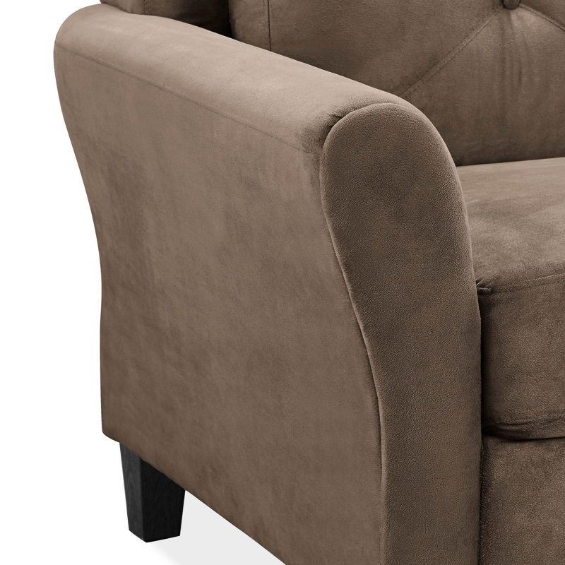 Ibiza 57.87" Round Arm Tufted Back Loveseat, Brown Microfiber