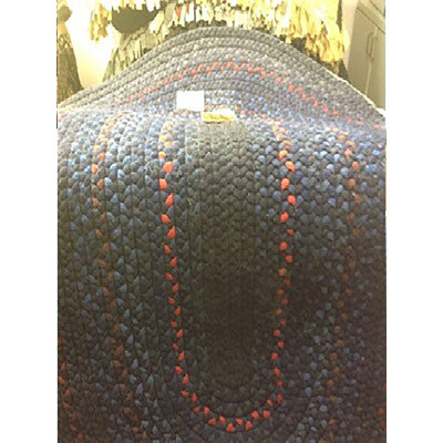 Tapis ovale en laine tressé à la main bleu Owendale