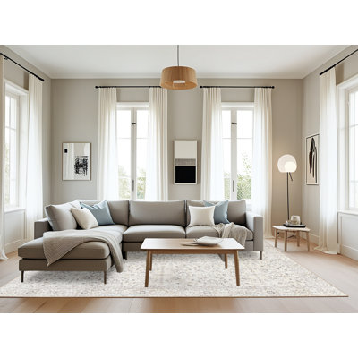 Tapis beige/gris traditionnel Rigmor
