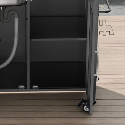 50.6"W Outdoor Grill Cart with Sink and Storage Cabinet