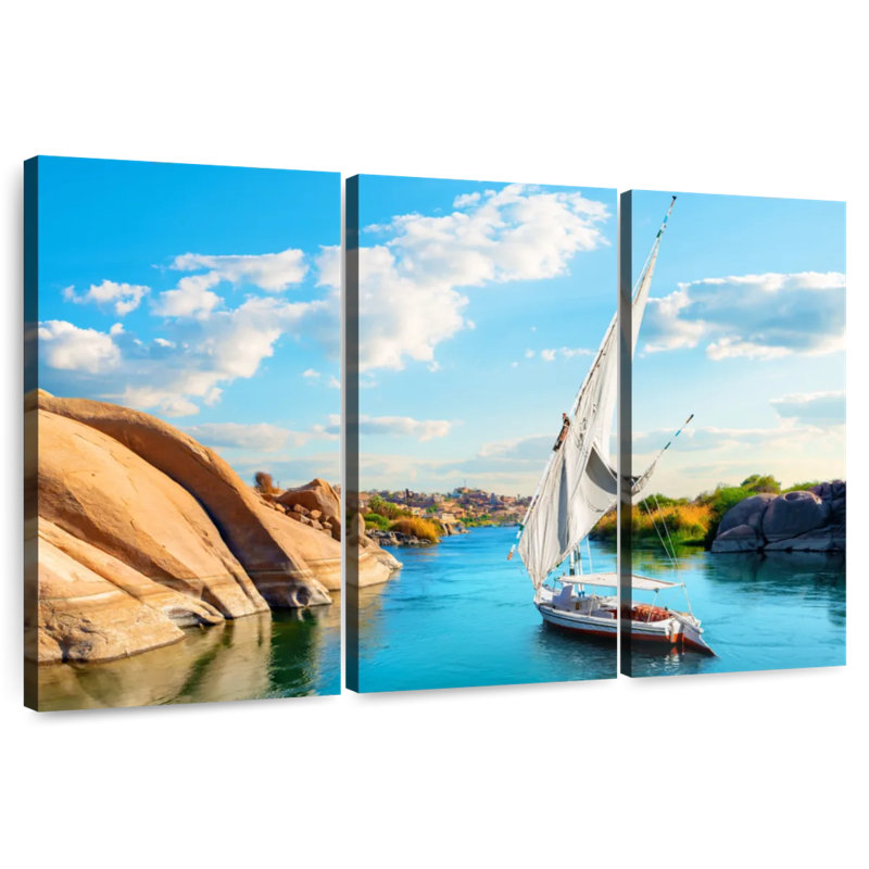 Meil River Nile Boat, H 28 po x l 45 po