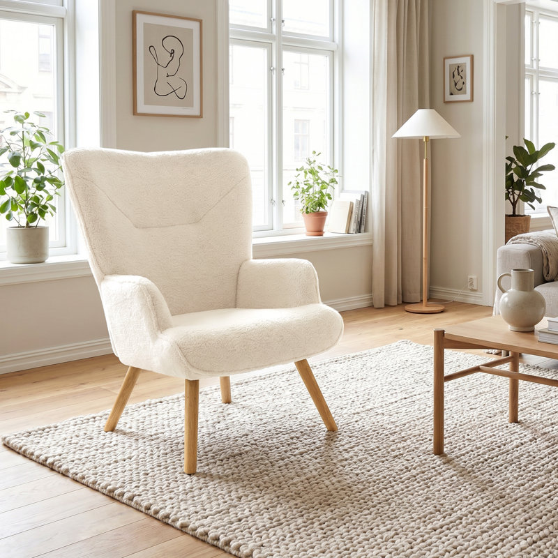 Upholstered Armchair, Cream