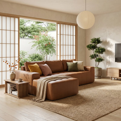 Canapé-lit de coin à compression gauche en similicuir de 108 po SmoothLux, canapé modulaire en forme de L avec éponge haute densité, canapé convertible sans assemblage requis pour le salon