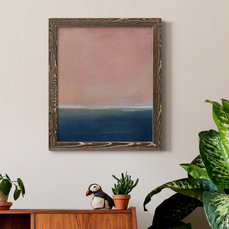 Coucher de soleil - Peinture sur toile encadrée, H 20 po x l 17 po x P 1,5 po, Toile avec cadre en noyer