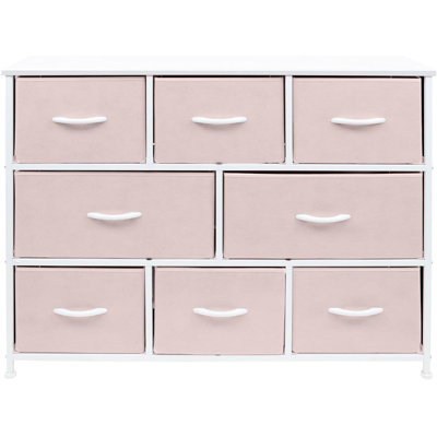 Commode Sorbus - Armoire de rangement de meubles pour l'organisation de vêtements pour enfants, grand organisateur pour salle de jeux, chambre de bébé, 8 tiroirs en tissu (rose)