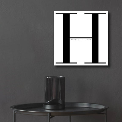 Ebern Designs 'H Is For Hooray On White' by Mercedes Lopez Charro Acrylic Glass Wall Art