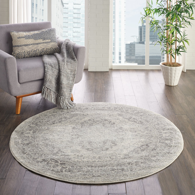 Tapis oriental ivoire / gris Timera, Rond 4 pi