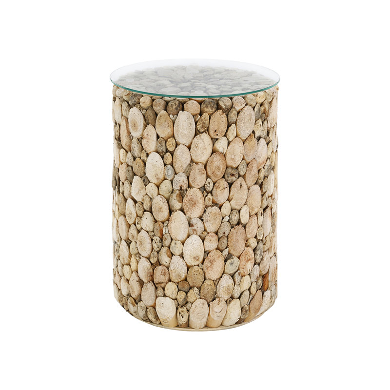 Dryden Glass Top Pedestal End Table