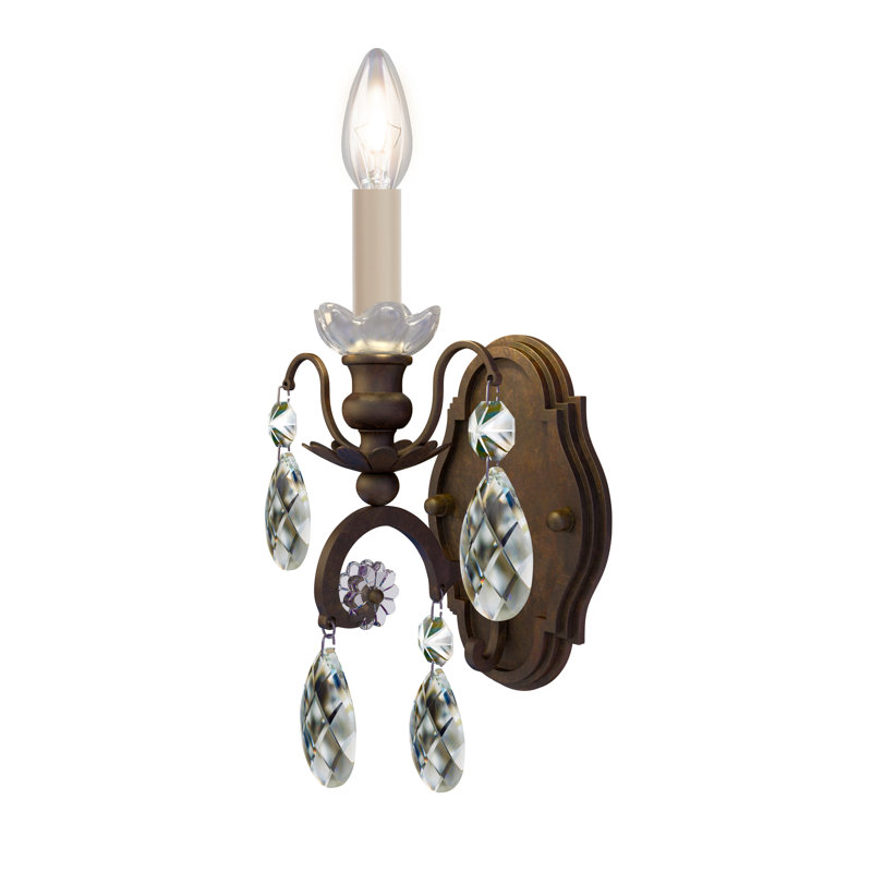Renaissance Candle Wall Light, Heirloom Bronze, Handcut Clear