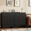 Ensemble de 2 tables de chevet avec finition grain de bois, commode à 3 tiroirs cannelés pour chambre à coucher, l 23,6 po de large commode pour le salon, l'entrée, le bureau à domicile-649459191-685697340