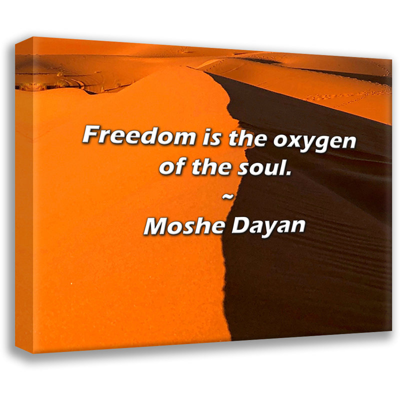 Moshe Dayan citation: La liberté est l'oxygène de l'âme., H 20 po x l 24 po