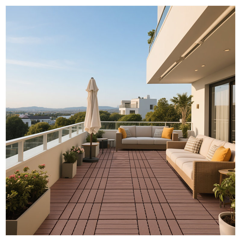 Carreau de terrasse en polypropylène emboîtable de 12 po x 12 po brun pour terrasses et terrasses de jardin