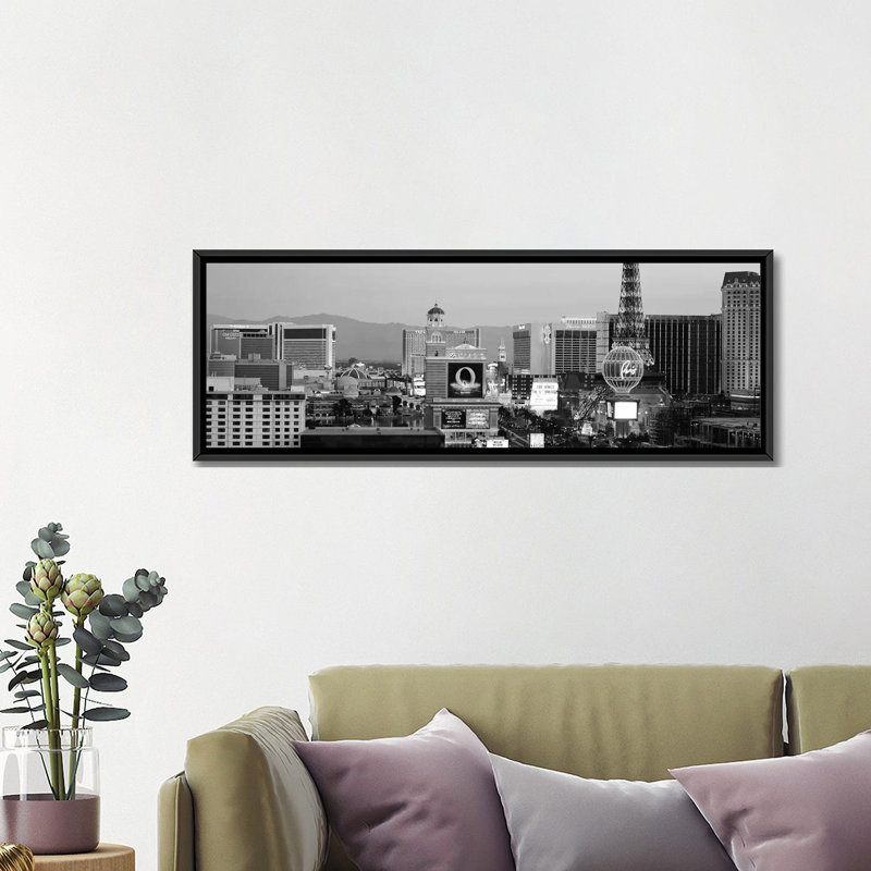 « las vegas horizon cityscape », reproduction de photo sur toile en gris, H 16 po x l 48 po x P 1,5 po, Toile tendue