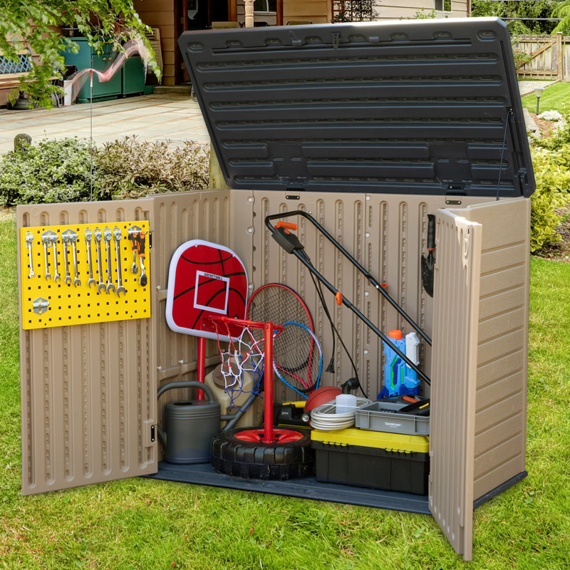Brown Resin Double Door Outdoor Storage Shed, 35 cu ft