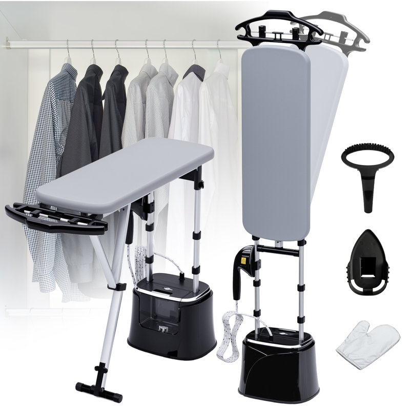 2000w Standing Garment Steamer With Dry Ironing,flat & Slant & Hanging Iron Options,3 Steam Modes, 25s Fast Heat-up, Self-cleaning,black-silver