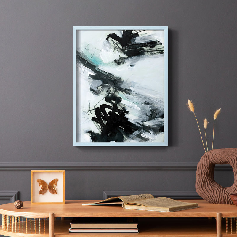 Reproduction encadrée océan actuel I - bois massif, Cadre simple bleu, H 10 po x l 8 po