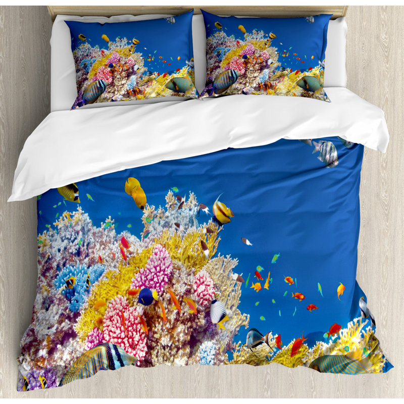 Coastal Polyester Duvet Cover, King Duvet Cover + 2 Shams