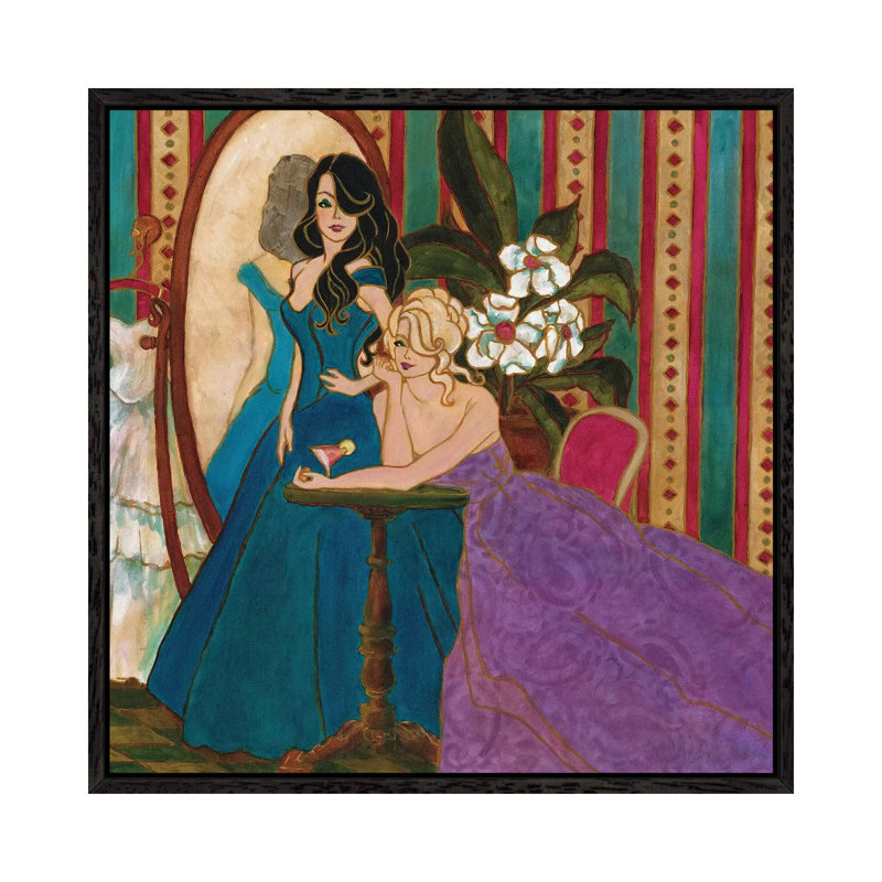 Divas At The Mirror by Malenda Trick - Floater Frame Gallery-Wrapped Canvas Giclée on Canvas, Black