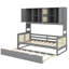 Wicker-Accented Wooden Daybed, Includes Top Storage Section And A  Trundle-277210429-277210428