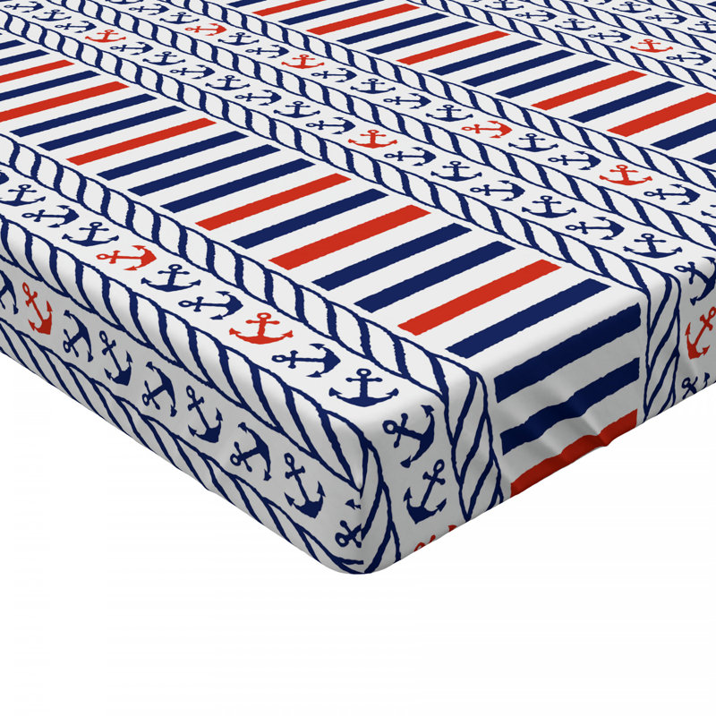 Twin XL Blue Striped Microfiber Fitted Sheet