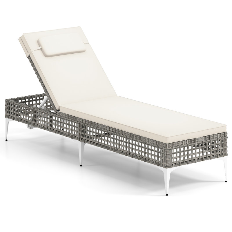 194cm Long Single Chaise with Cushions, White