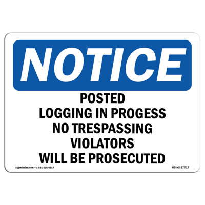 Posted Logging in Progress No Trespassing Sign