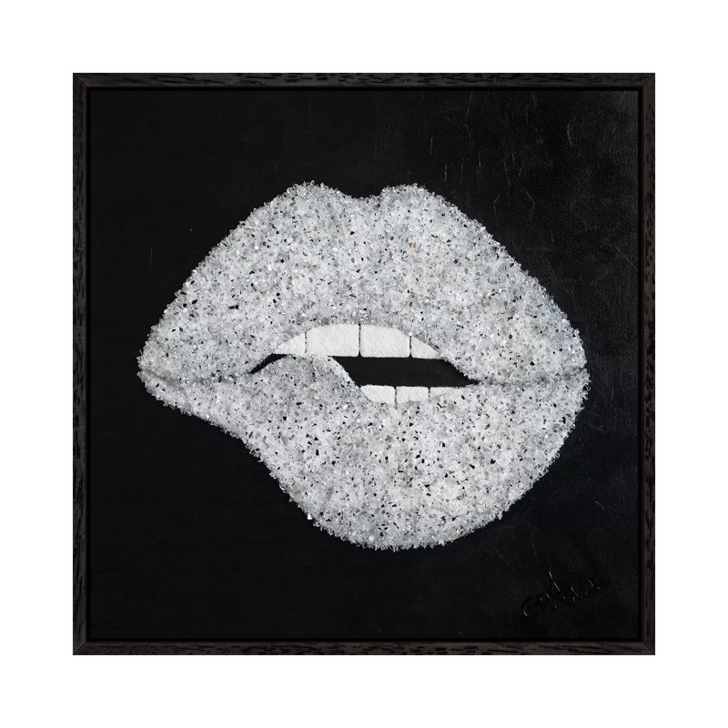 Mirror Lips by Alla GrAnde - Print on Canvas, Black Framed, 45.72 cm H x 45.72 cm W