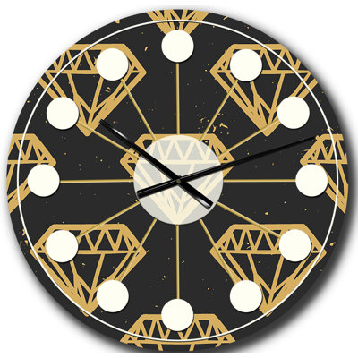 Vintage Golden Diamonds - horloge murale Mid-Century moderne