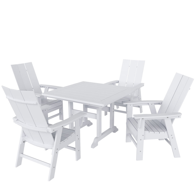 Joubert 4 - Person Patio Dining Set with Square Table, White