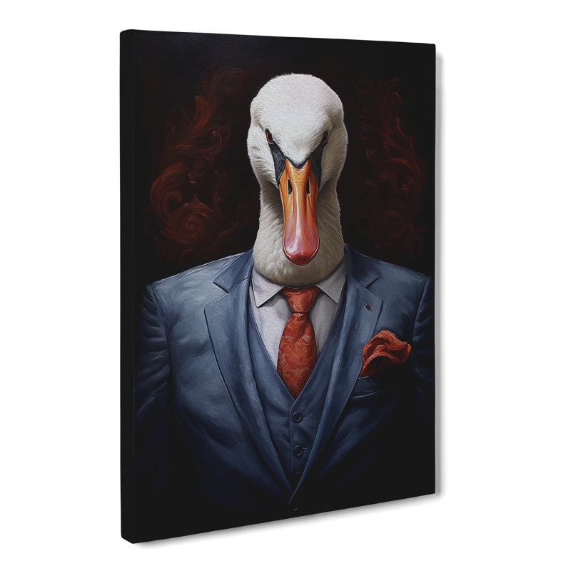 Swan in a Suit Painting - Wrapped Canvas, 60cm H x 40cm W x 3cm D