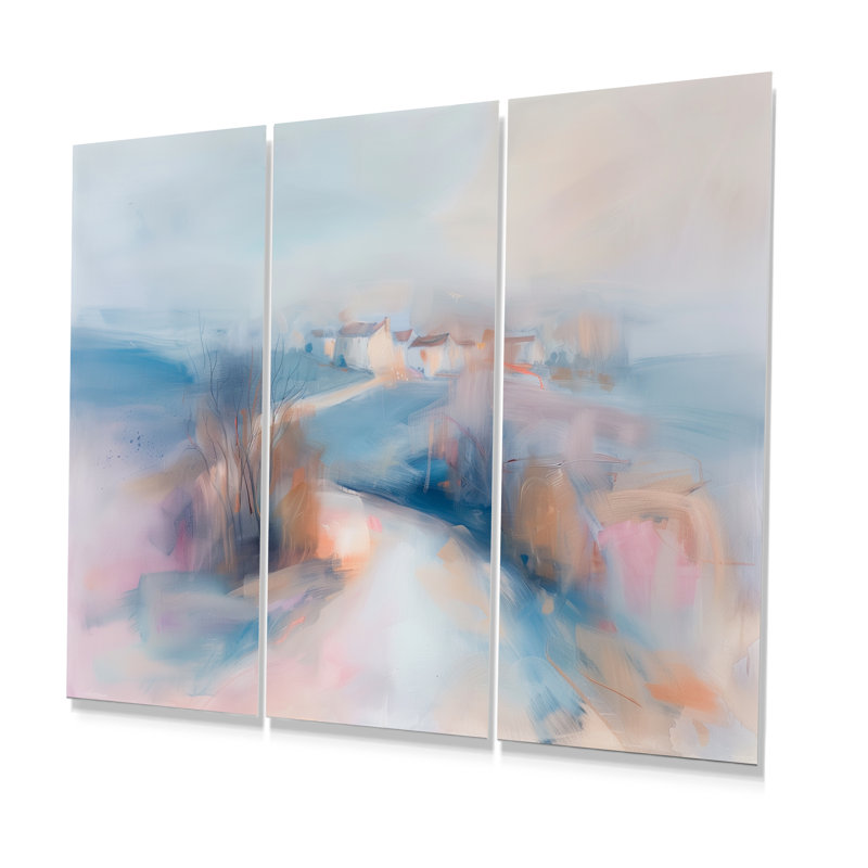 Ensemble de décorations murales gris et rose, Métal, H 40 po x l 60 po x P 1 po