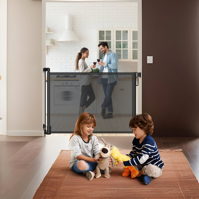 Barrière pour bébé en filet escamotable Cyrgalis, Noir