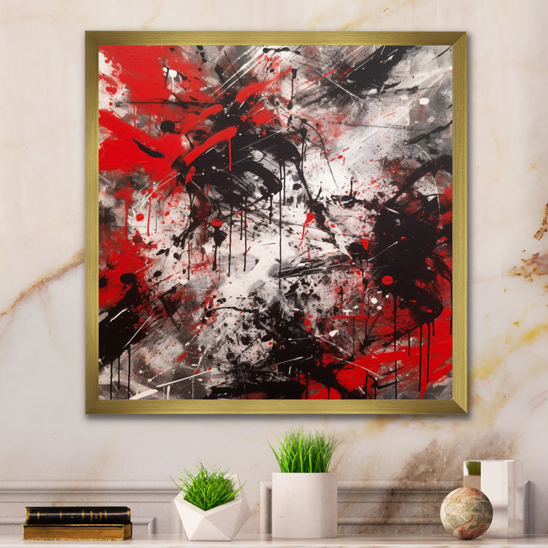 Capobianco abstrait grafiti, Encadrement doré, H 36 po x l 36 po x P 1,5 po