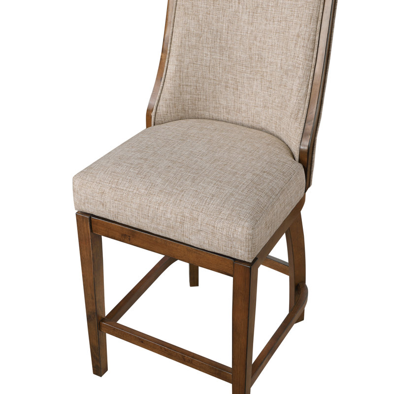 Glencoe Disbrow Swivel Counter Stool, Walnut, Beige