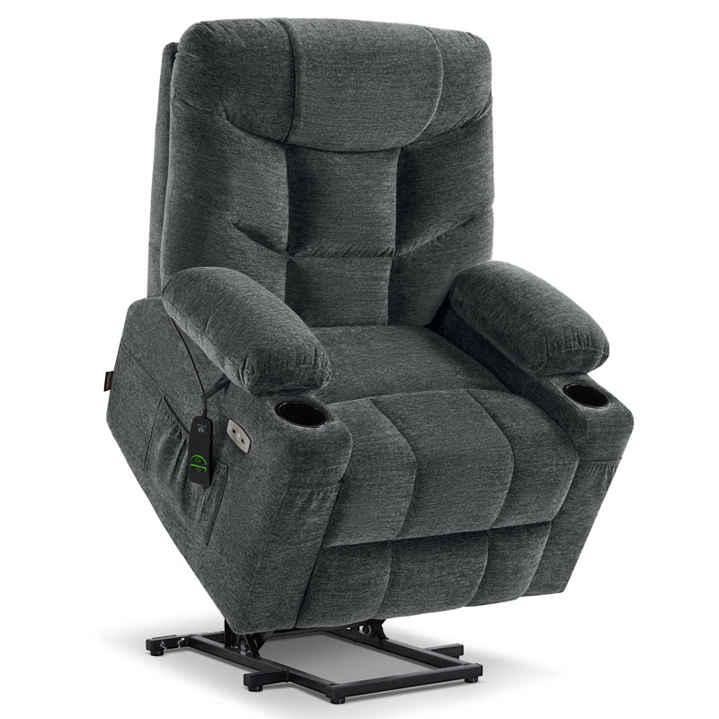 19.7" Seat Wide Small Power Lift Recliner Chair with Extended Footrest & USB and Type-C Charge Ports, Dark Gray