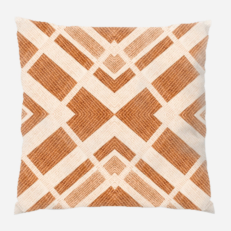 Fabric Geometric Microsuede Reversible Throw Pillow, Beige/Orange