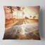 Colorful Tropical Beach with Palms - Sea & Shore Printed Throw Pillow-123326212