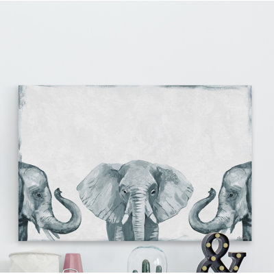 Elephant Face-Off Print on Wrapped Canvas