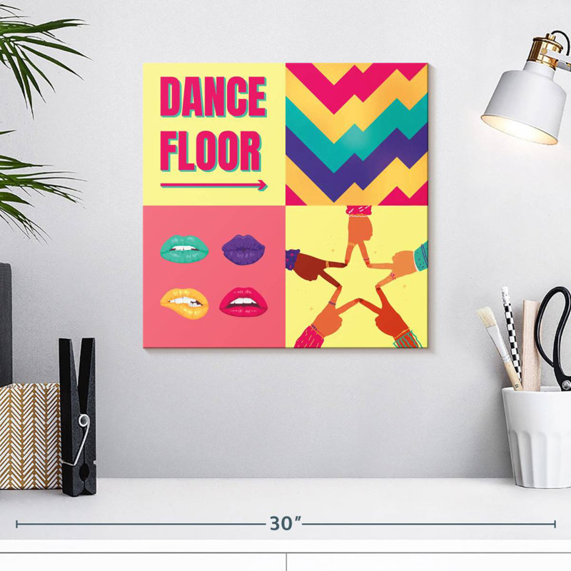 Retro Dance Floor Typography, 16" H x 16" W