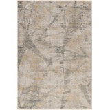 Abstract Machine Woven Polyester Area Rug in Gray