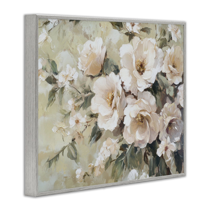 Crème dynamique florale, estampe numérique par Petal Prints Design, Estampe numérique Farmhouse, H 16 po x l 20 po