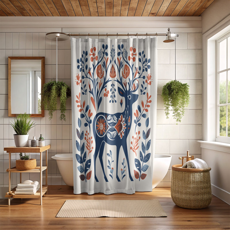 Scandi Christmas Designs - Rideau de douche standard 1 pièce, H 74 po x l 71 po