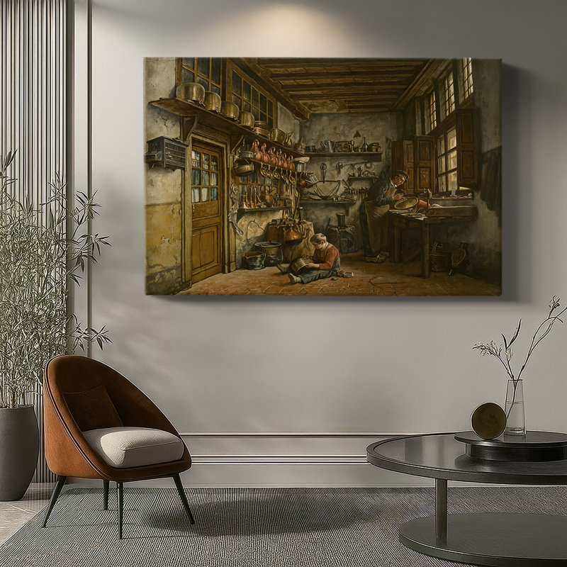 The Coppersmith's Workshop-Henri de Braekeleer-Gallery Wrapped Canvas-1861, 32 x 48