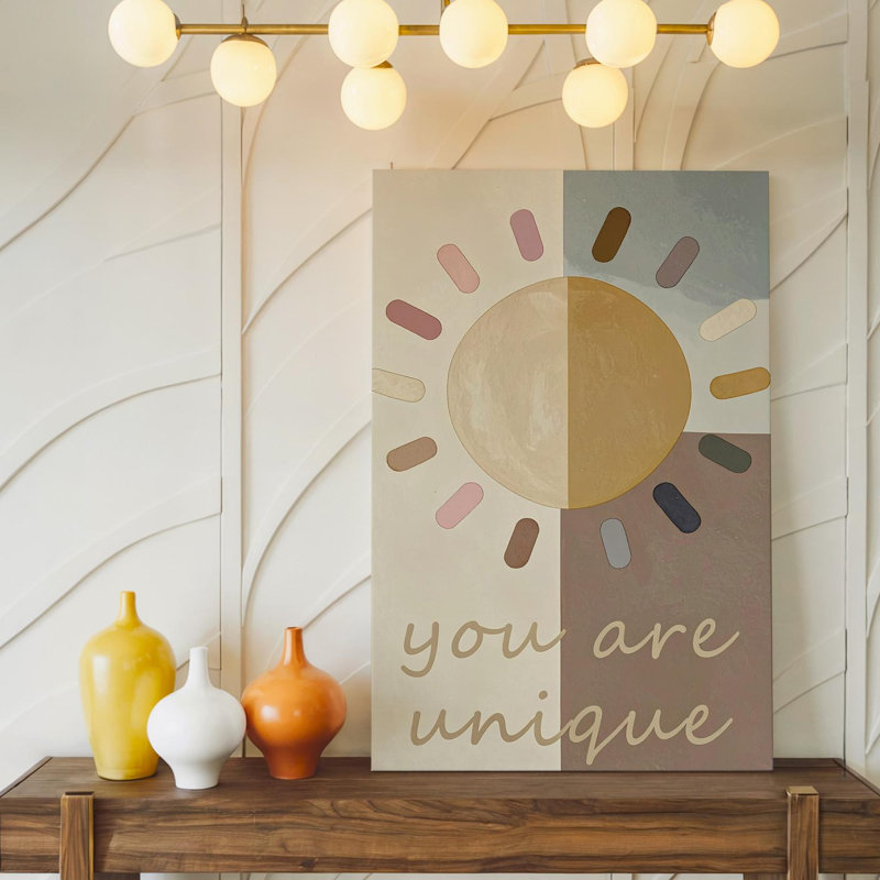 Toile, art mural, soleil et rayons, vous êtes unique, H 9 po x l 12 po
