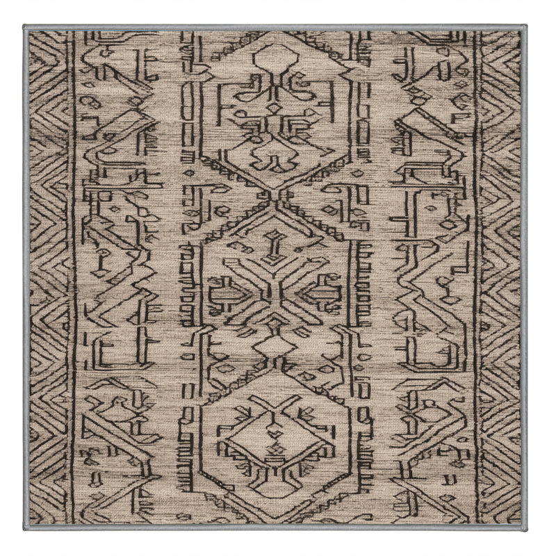 Machine Washable Turkish Gray Area Rug, Square 7'