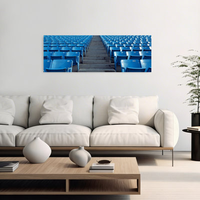 Sièges bleus vides dans un stade, Soldier Field, Chicago, Illinois, États-Unis, architecture contemporaine, art mural