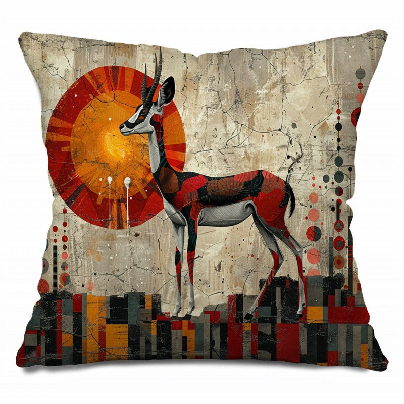 Coussin Mirrored Antelope, animaux - 12376, H 20 po x l 20 po