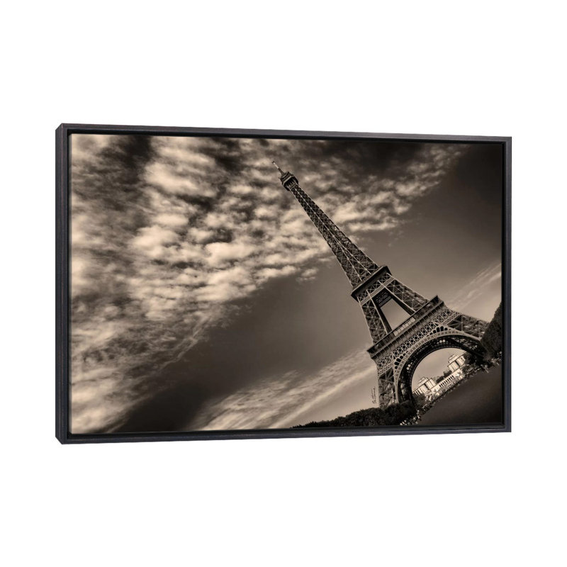 Tour Eiffel par Ben Heine - reproduction de photo sur toile encadrée, Pas de tapis, Toile avec cadre noir patiné