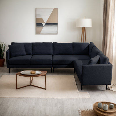 107" 5-Seat L-Shaped Sectional Sofa, Modular Cloud Couch with Carbon Steel Legs & Memory Foam, Space-Optimized Design for Large Apartments by Ebern Designs