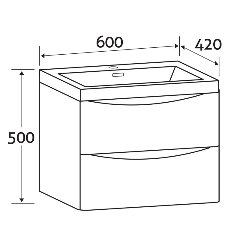 Stanhope 600mm Single Bathroom Vanity with Integrated Polyglomerate Basin